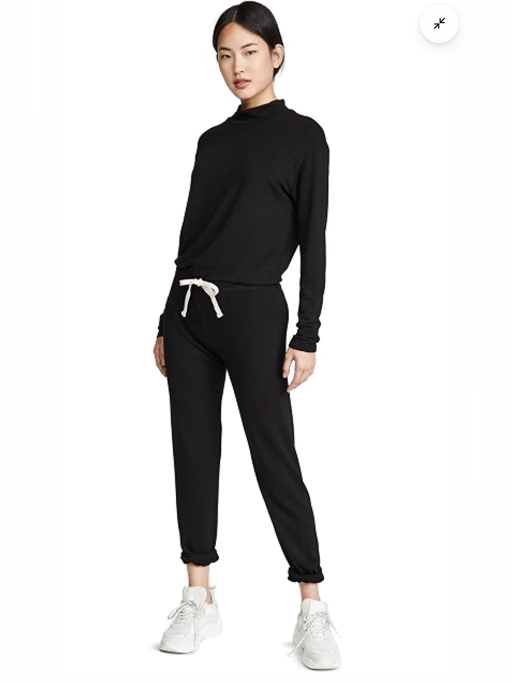 Monrow Black Jumpsuit With Cream Drawstring
